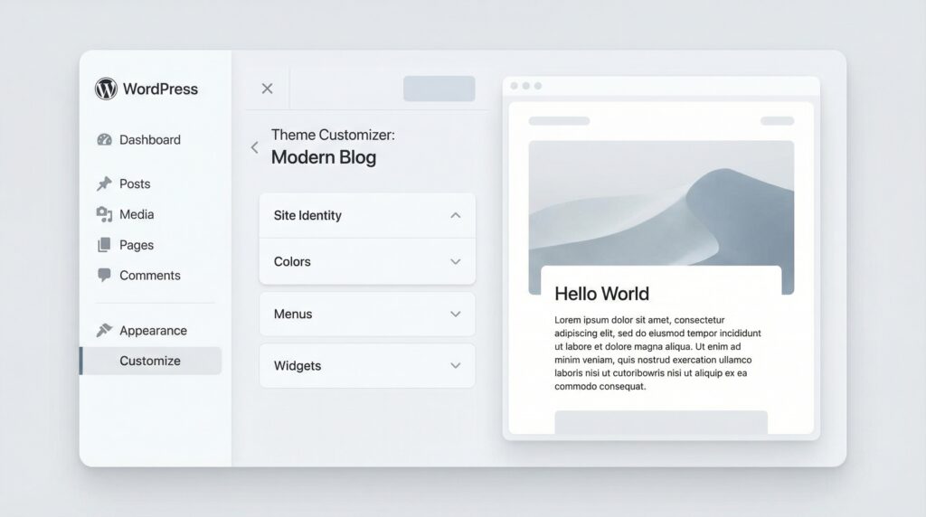 wordpress dashboard setup blog