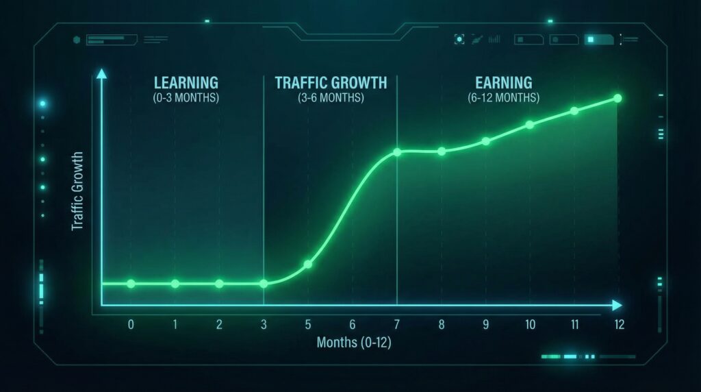 blogging traffic growth timeline SEO