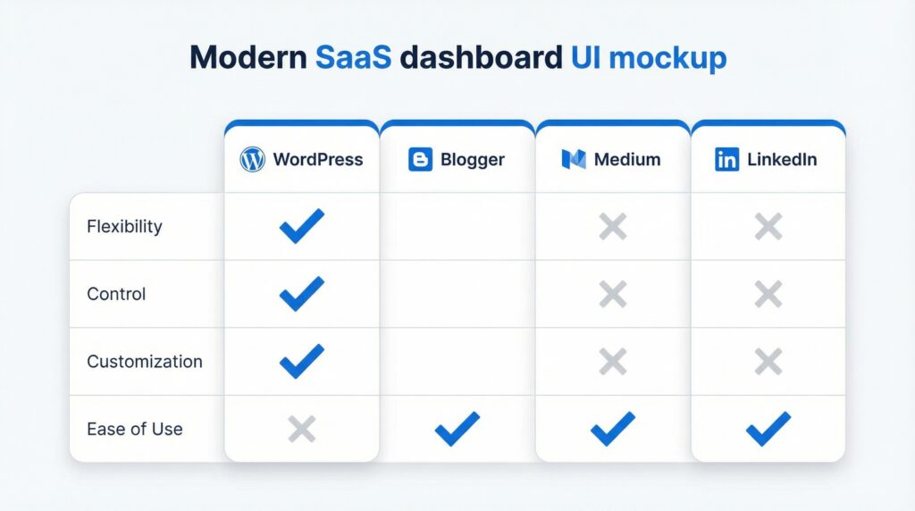 wordpress vs blogger vs medium comparison